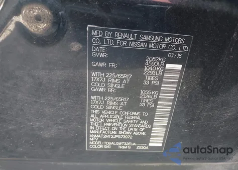 2018 Nissan Rogue Sv from USA, damaged, VIN KNMAT2MT2JP573972